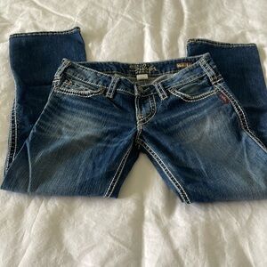 Silver capri low rise jeans